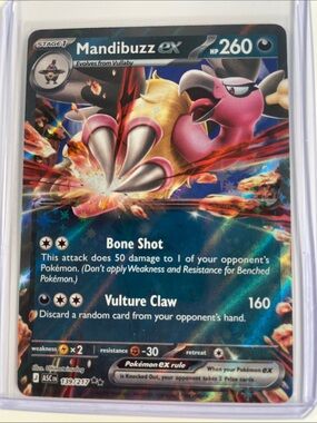 Pokemon Mandibuzz ex Holo Card - Pink & Black
